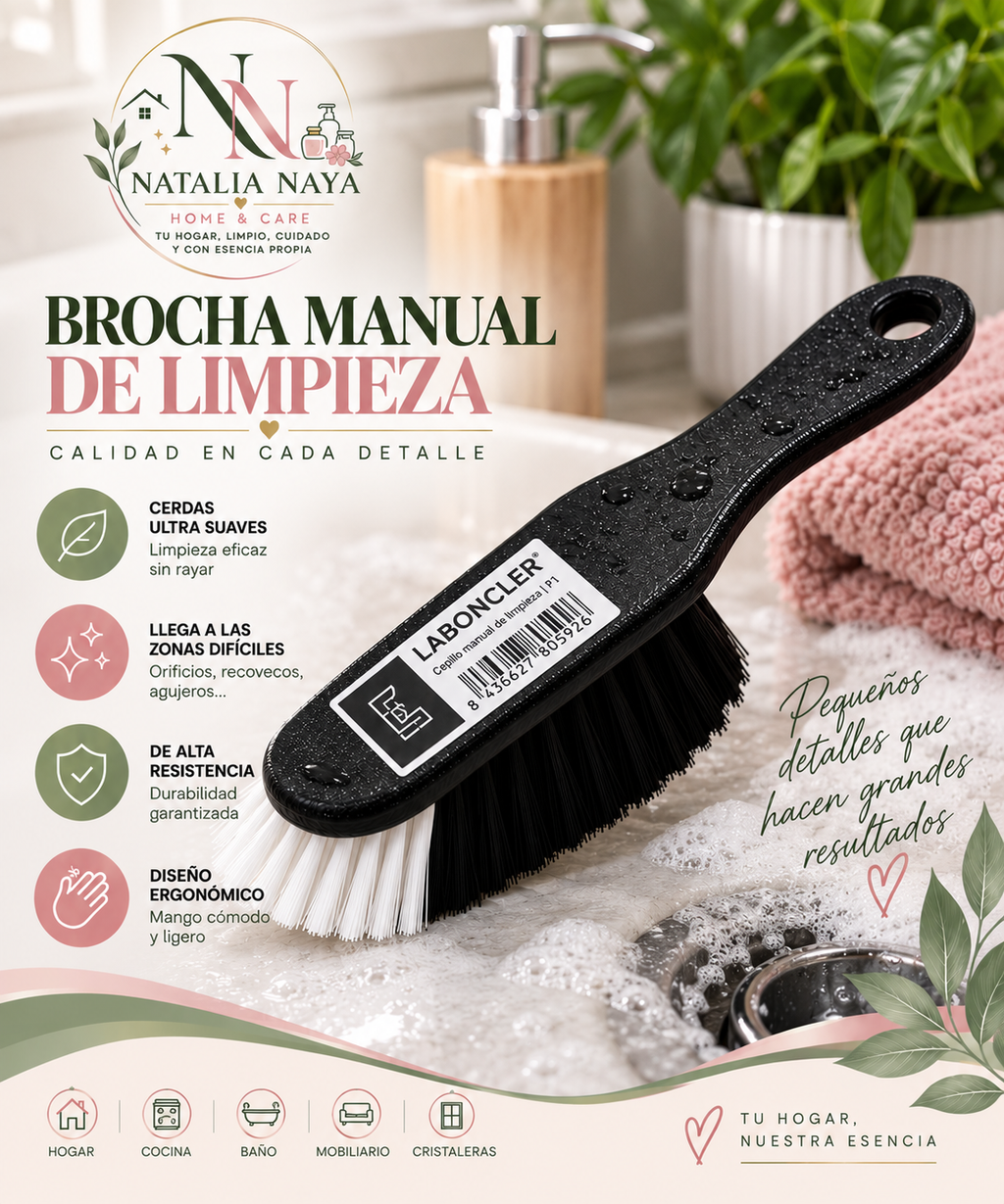 Brocha Manual de Limpieza Laboncler Cepillo Multiusos Suave y Resistente