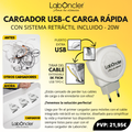 CARGADOR CARGA RÁPIDA 20W CON CABLE RETRÁCTIL (USB-C / LIGHTNING)