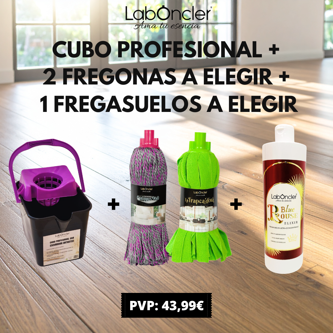 PACK CUBO PROFESIONAL + 2 FREGONAS + ELIXIR FRIEGASUELOS