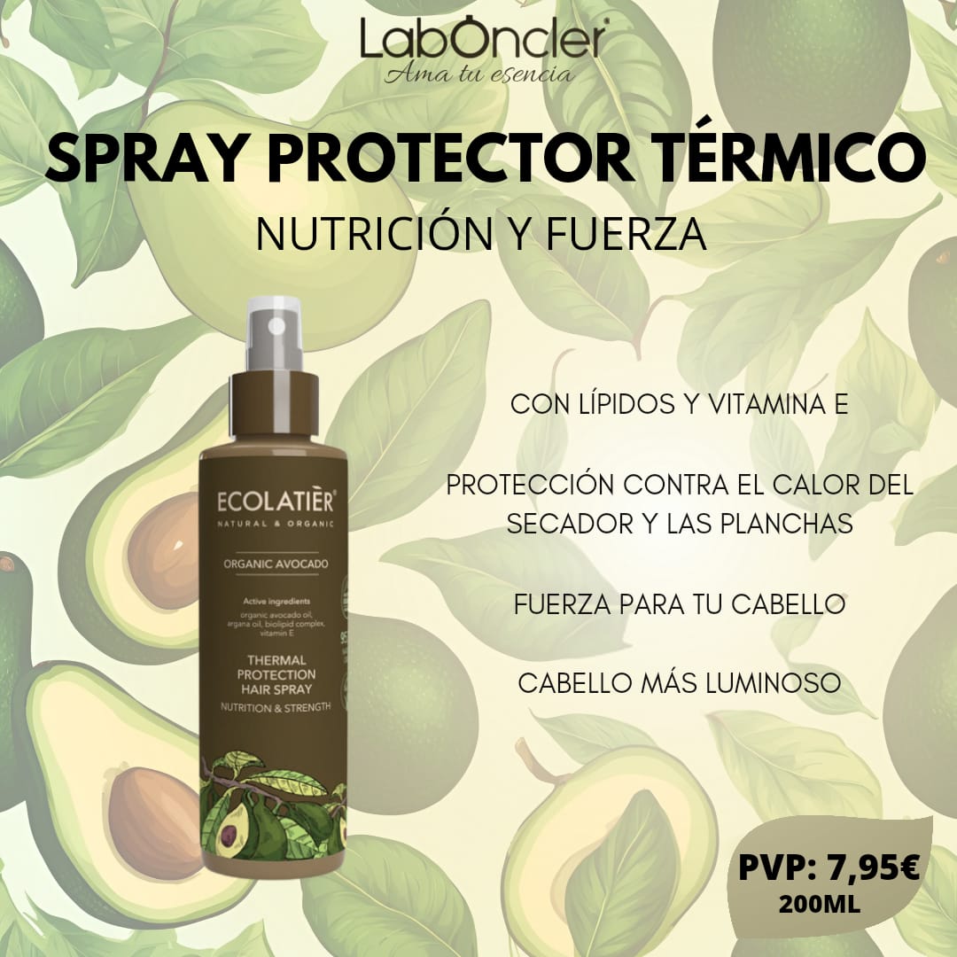 Spray Protector Térmico Ecolatier Aguacate | Protección Calor Secador y Plancha 200ml