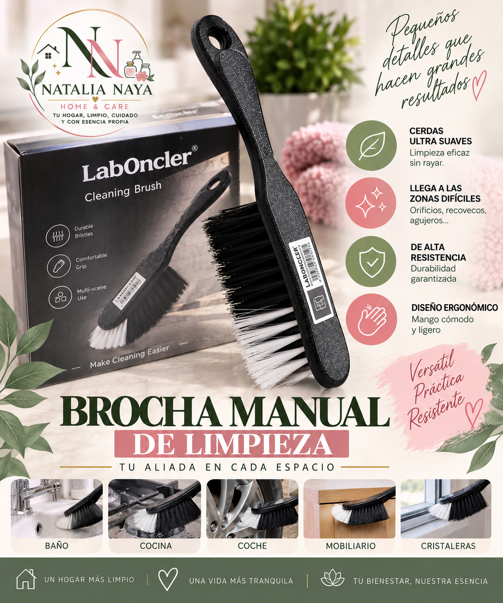 Brocha Manual de Limpieza Laboncler Cepillo Multiusos Suave y Resistente