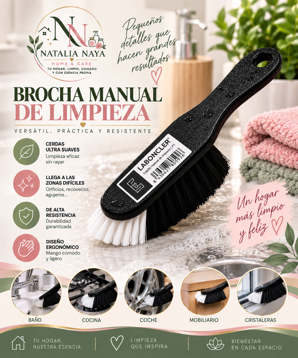 Brocha Manual de Limpieza Laboncler Cepillo Multiusos Suave y Resistente